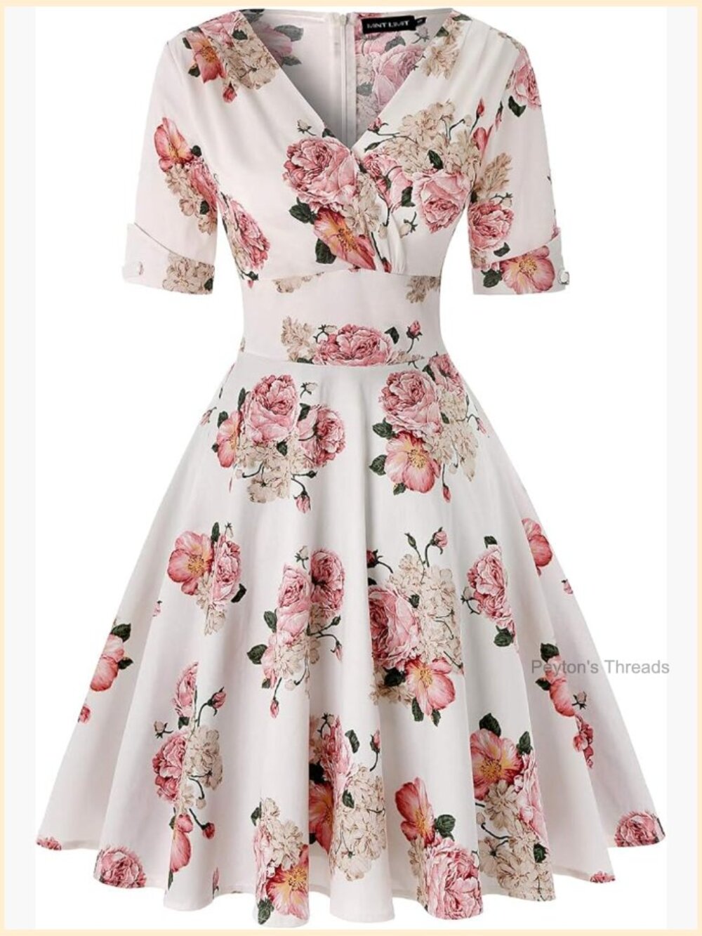 1950s Vintage Wrap V Neck Half Sleeve Retro Cocktail Swing Dress A-line Midi